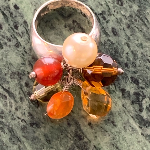 COPY - Lovely 925 silver ring with multiple semiprecious beads - size 6 - Picture 3 of 5